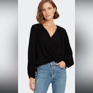 NWOT Free People Black Wrap It Up Long Sleeve Shirt sz XS Free People Wrap Top